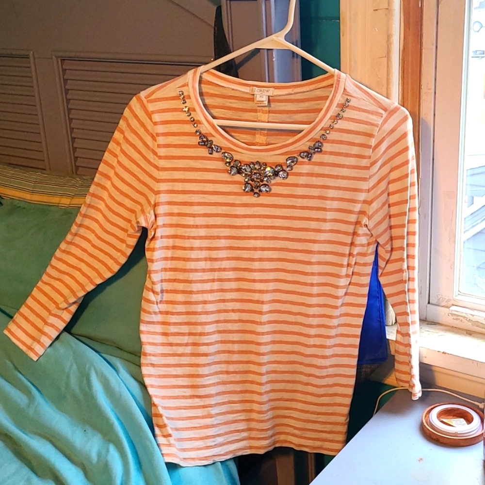 3/4 sleeve j crew coral shirt